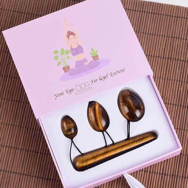 Tiger Eye Gemstone Massage Egg Yoni Wand Set Tools Gift Boxes Kegel Exercise Vaginal Muscle Health Ball Crystal Jade Massager |