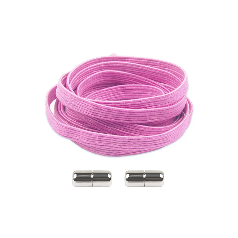 Новые эластичные шнурки металлические капсульные кнопки без шнурков - Цвет: Розовый
