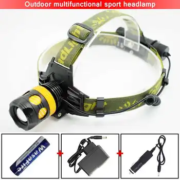 

XPE 2 In 1 LED Headlamp Flashlight Adjust Focus Zoom Head Lamp Rechargeable 3 Mode Bicycle LED Torch Head Light By AAA/18650