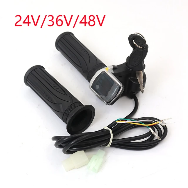 Poignée d'accélérateur avec verrouillage à clé pour scooter électrique,  indicateur de puissance, poignée de moto, accessoires de vélo, 36V, 48V,  60V - AliExpress