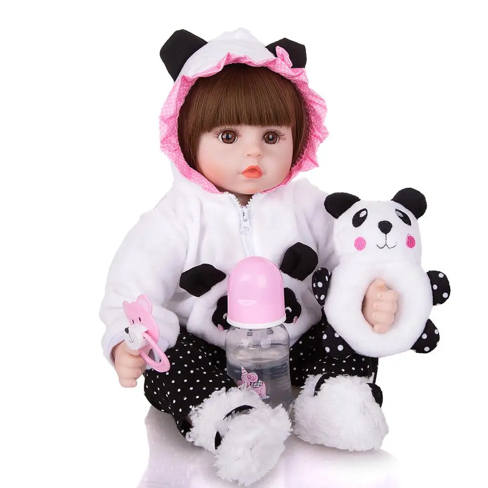 Bebê Reborn Panda, Bebê Reborn de pano, 48cm COR DOS OLHOS