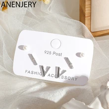 ANENJERY-Juego de 6 pendientes pequeños sencillos para mujer, aretes en forma de V rectos de punto de perla y circón, regalo S-E1215
