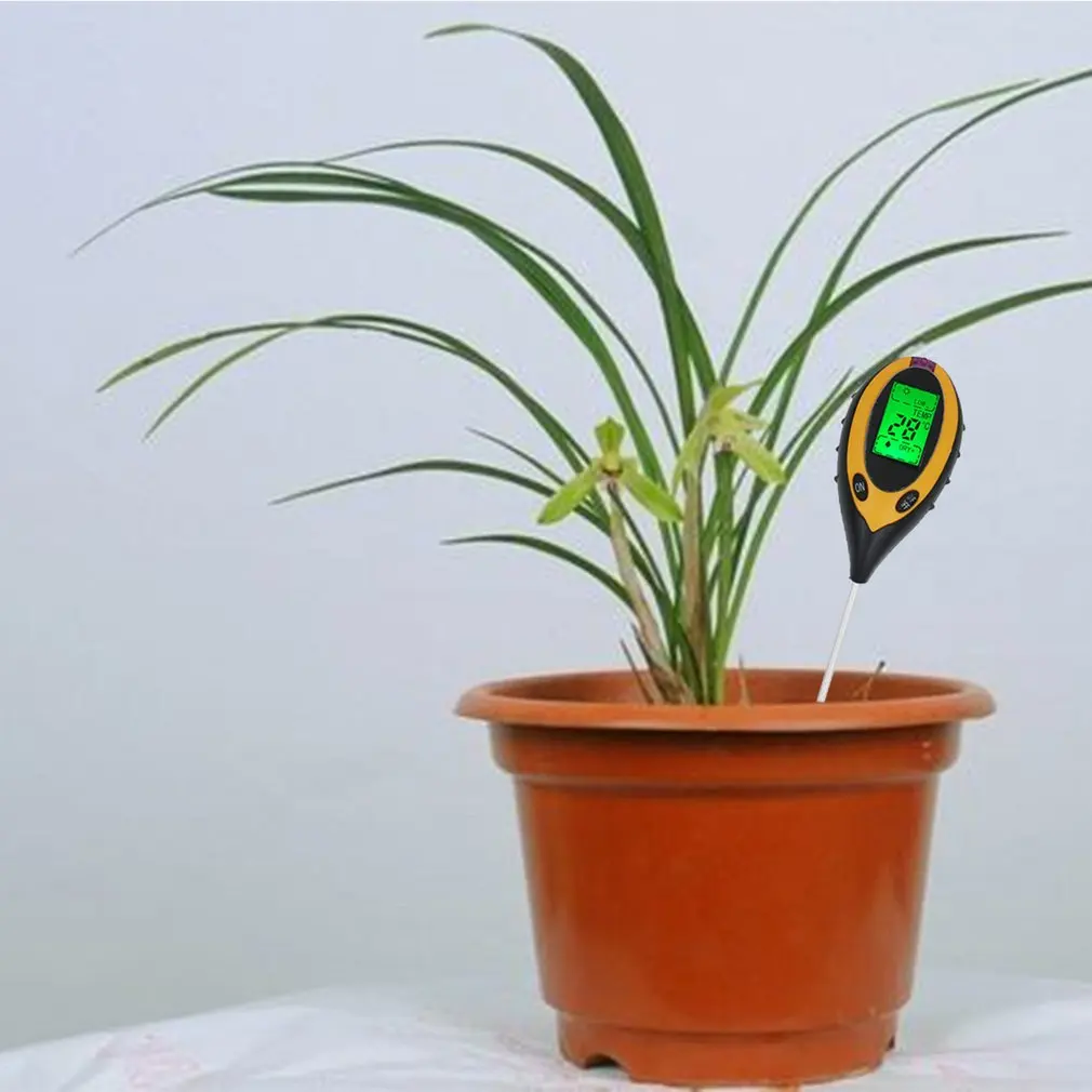 4 in 1 Soil Moisture Detector Measuring Ph Illuminance Test Pen Soil Detector High Resolution Round Head Soil Moisture
