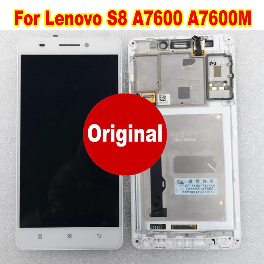100% Original LCD Display Touch Screen Digitizer Assembly with Frame For Lenovo S8 A7600 A7600M Glass Sensor Smartphone Parts | Мобильные