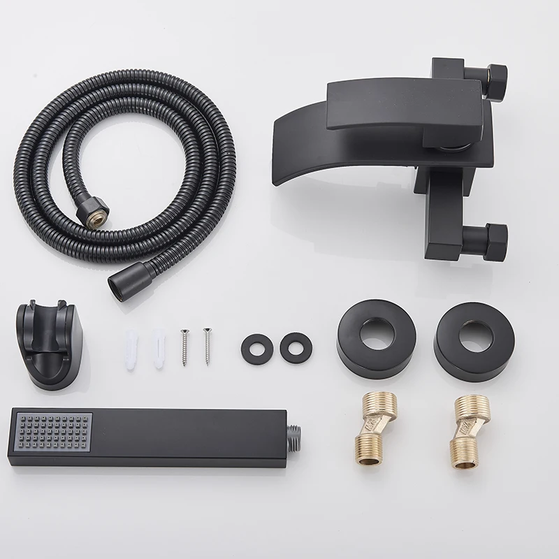MYQualife Matte Black Bathroom Faucet 2 Function Bathtub Facuet  Wall Mounting Cold and Hot Shower Faucet 5