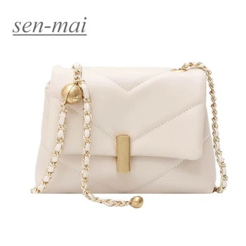 

sen-mai Luxury Designer Chains Crossbody Bags For Women Fashion Diamond Lattice Shoulder Bags 2020New Soft Women Messenger Bags