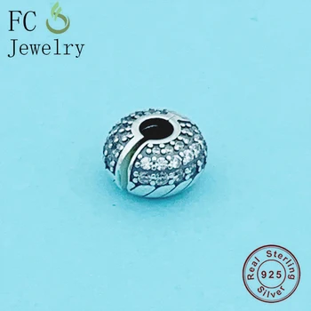 

FC Jewelry Fit Original Brand Charm Bracelet 100% 925 Sterling Silver Round Shape Mix Zircon Bead Stopper Making Women Berloque