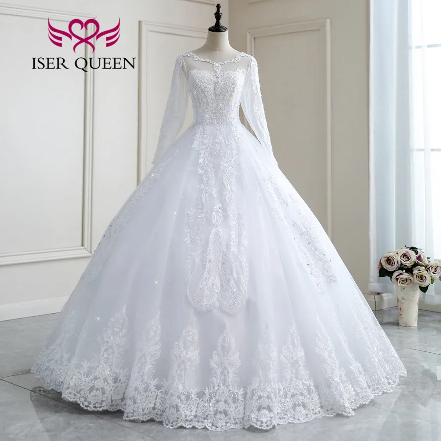 black wedding dresses Quality Arab Wedding Dresses 2022 Full Sleeves White Color Pls Size Pretty Lace Embroidery Wedding Gown For Bride  WX0276 ball gown wedding dress