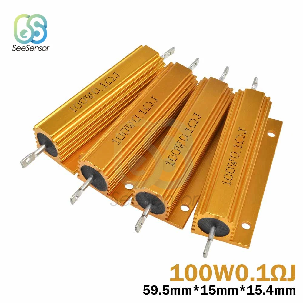 

100W 0.1~100K Aluminum Power Metal Shell Case Wirewound Resistor 0.1 0.5 1 1.5 2 3 4 5 6 8 10 12 15 20 22 30 33 50 100 1K ohm