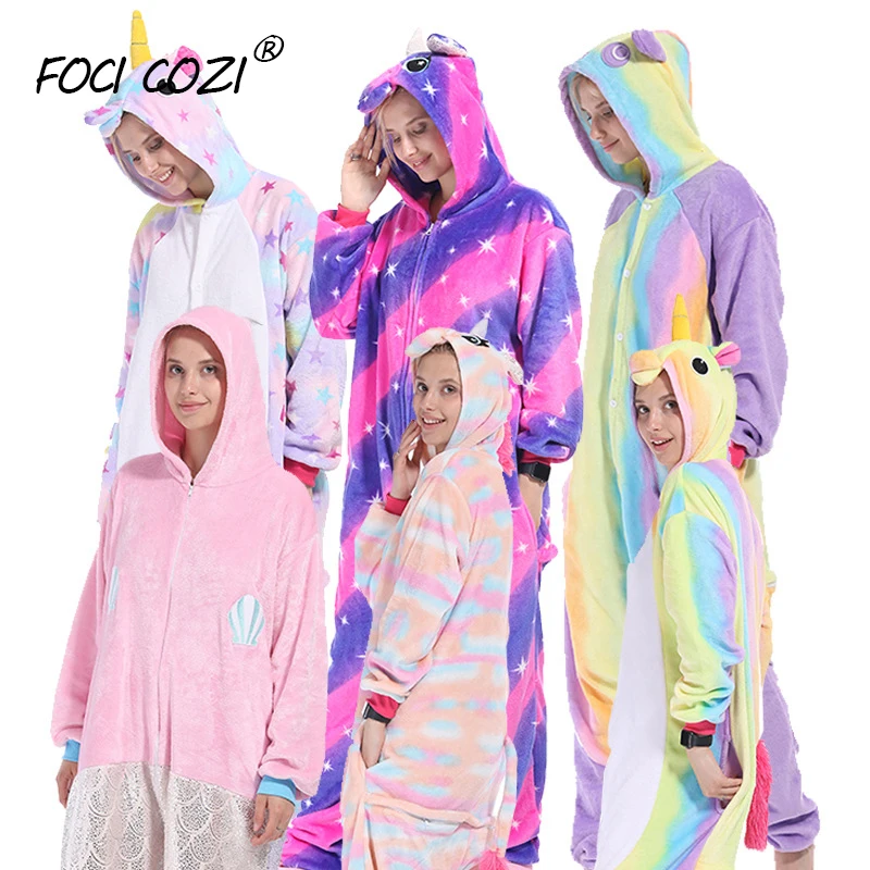 

Unicorn Animal Costume Fleece Pajamas for Women Adult Cartoon Animal Unicorn/Crow/Shark/Deer/Panda Christmas Halloween Cosplay