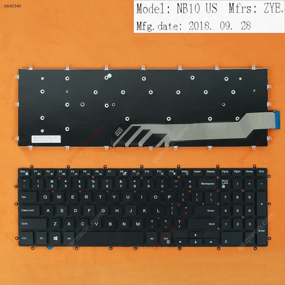 Сменная Клавиатура для ноутбука DELL Inspiron gaming 15- 7566 7567 5567 5568 США черная без рамки