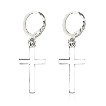 

CH-848 NEW Fashion Men Women Metal Hoop Cross Drop Dangle Ear Studs Earrings Party Punk Earring Jewelry long earrings