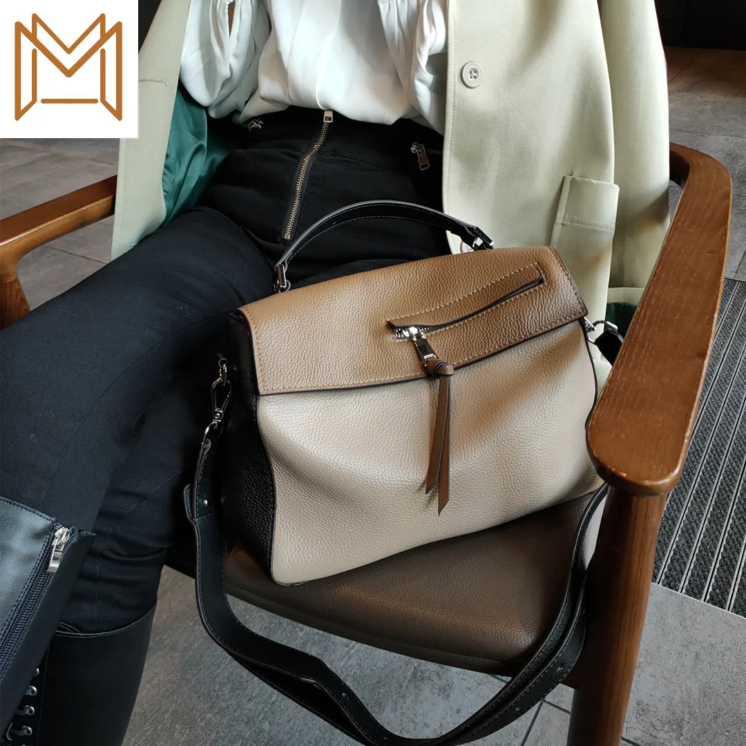 

Genuine Leather Satchel Package 2019 All-match Tide Capacity Soft Cowhide Portable Messenger Woman Package