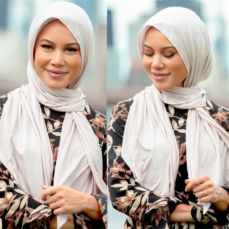 

Muslim Scarfs Multicolor Cotton Inner Hijabs Solid Full Cover Jersey Women Turban Islamic Headwear