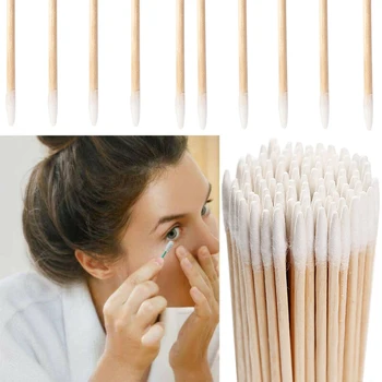 

100Pcs wooden cotton swab makeup ear cleaning stick bud high quality makeup tool new