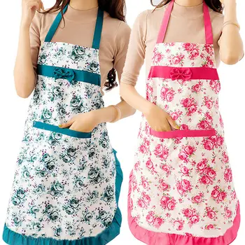 

waterproof oil proof Women's apron flower kitchen Bib Apron cook bakery Restaurant