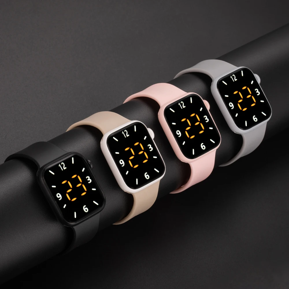 Hot Sales Led Women Men Digital Electronic Watch Fashion Square Dial Silicone Strap Waterproof Clock Men's Sport Watches Relogio