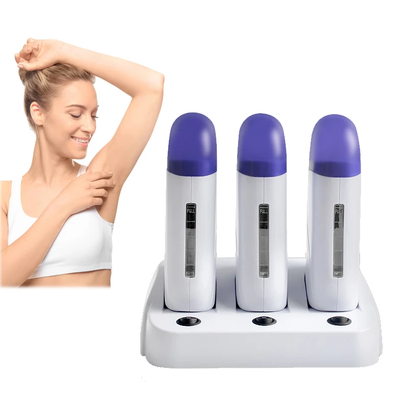 Triple Epilator Cartridge Wax Depilatory Roller Wax Warmer Heater Waxing Body Painless Hair Removal Machine For Depilation