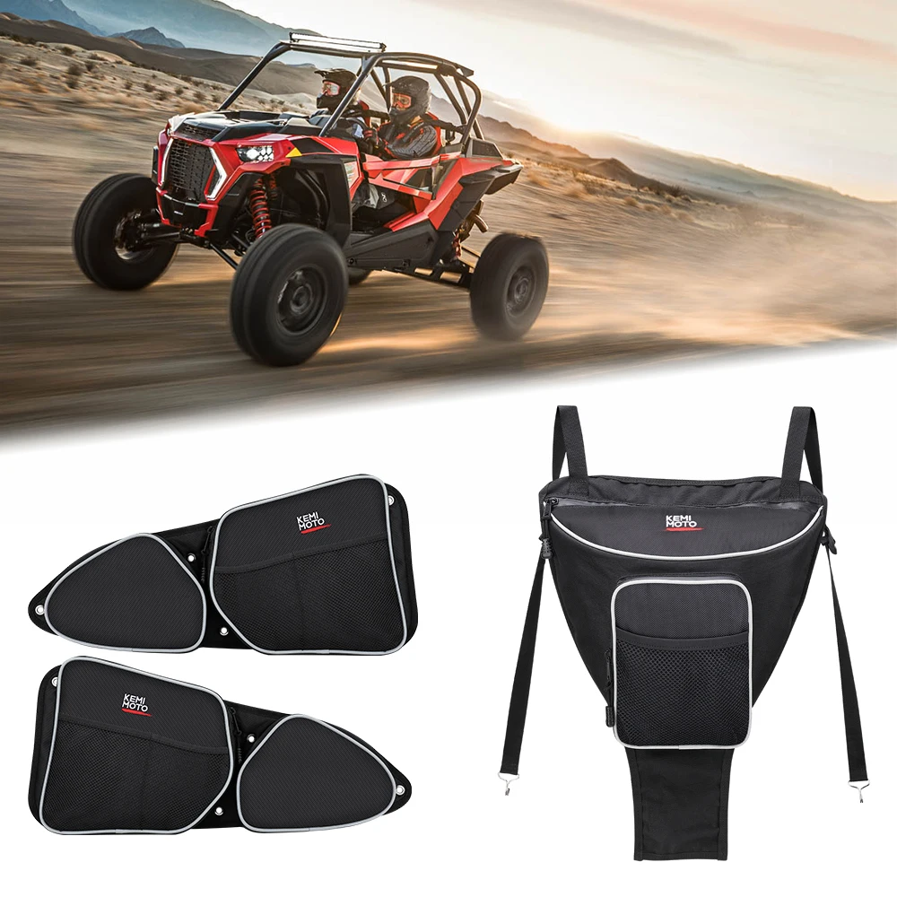 KEMIMOTO UTV Cab Pack Holder Storage Bag + Side Storage Door Bag Knee Protection for Polaris RZR XP 1000 900 2014-2017 2015 2016