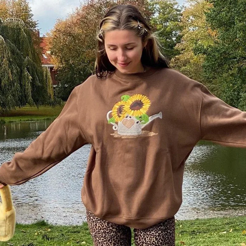 Long Sleeve Sweatshirts 90s Streetwear Fall