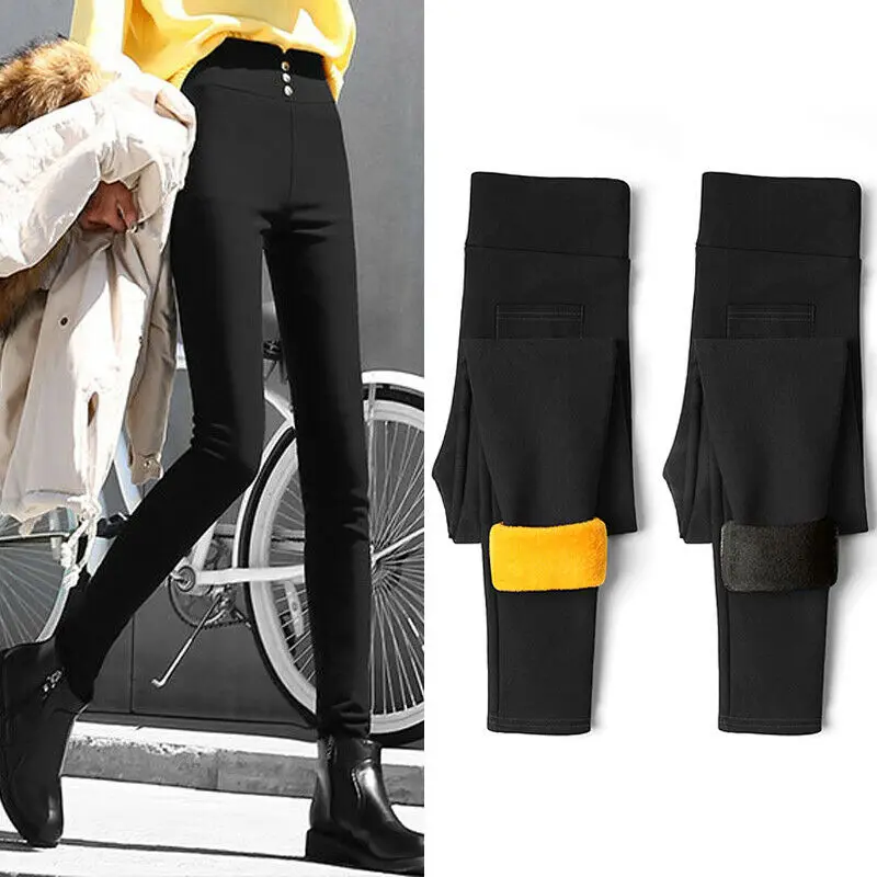 Stretch Fleece Winter Women Pants Plus Size Velvet Trousers Thicken Slim Thermal Female Warm Legging High Waist | Женская одежда