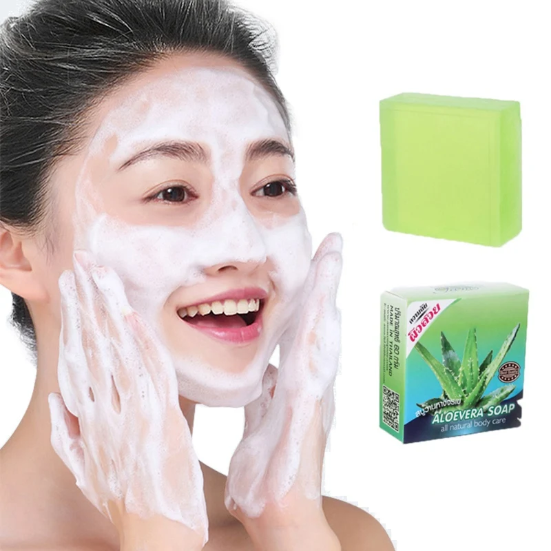 60g Aloe Vera Gel Handmade Soap Oil-control Anti-acne Oil-control Sulfur Soap Handmade Soap Face Deep Clean