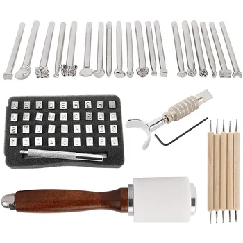 

Best Leather Craft Hand Tools Kit, Leather Stamping Tool with Letter and Number Stamp Set, Stamping Push Set, Carving Knife, Tra