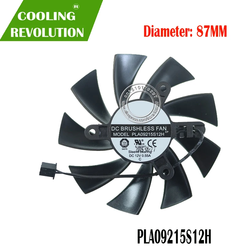 Вентилятор для видеокарты PLA09215S12H DC12V 0.55A 2PIN EVGA GEFORCE GTX 750 Ti SC MINI ideo охлаждающий