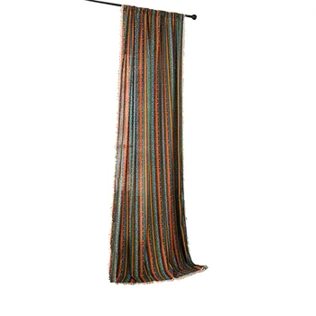 

Curtain Panel Hanging Shading Stripe Pattern Bedroom With Tassels Hotel Darkening Living Room Window Screening Soft Home Decor
