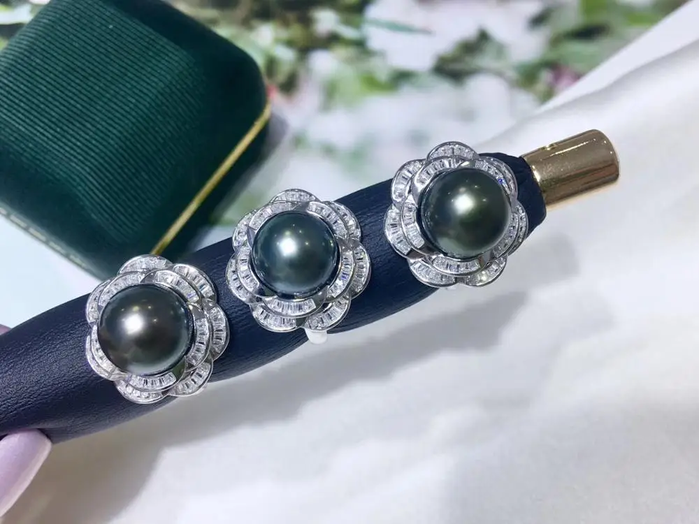 新しい花-925-スターリングシルバーリング指輪の設定調整リング所見継手アクセサリー真珠のために