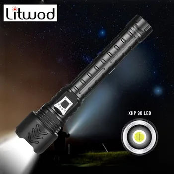 

Litwod XHP90.2 4-Core High Quality Led Flashlight Powerbank Usb Rechargeable 18650 26650 Battery Torch Zoomable Lantern