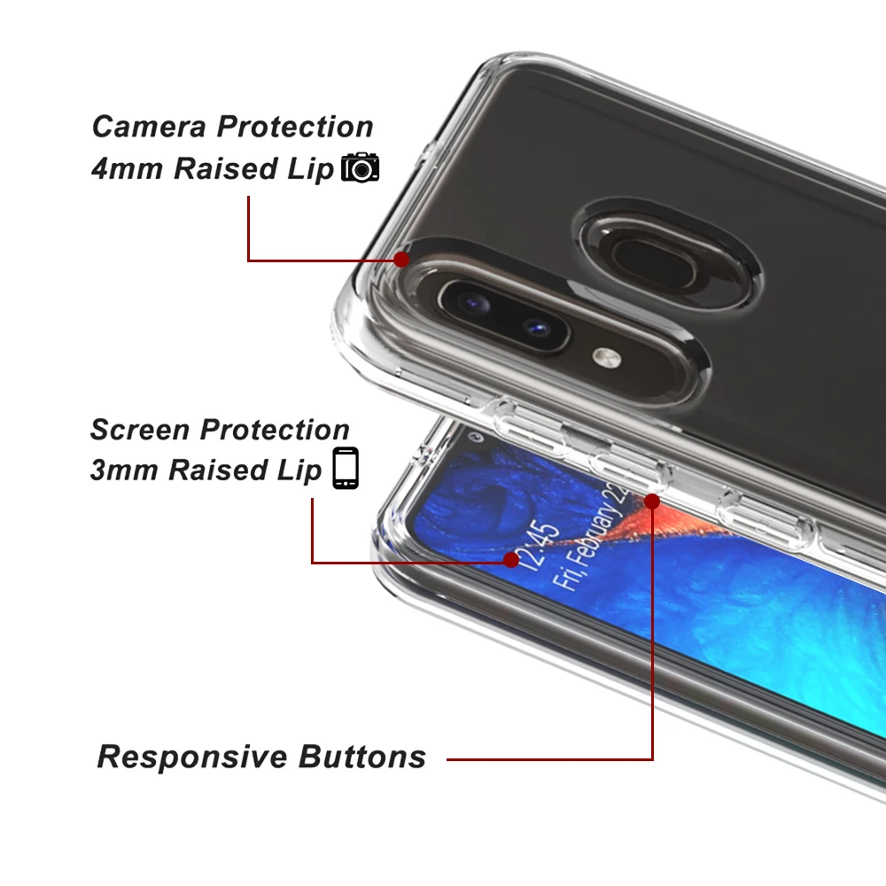 Transparent For Samsung Galaxy A10 A20 A30 A10e A20e Case Soft TPU Hard PC Funda For 3
