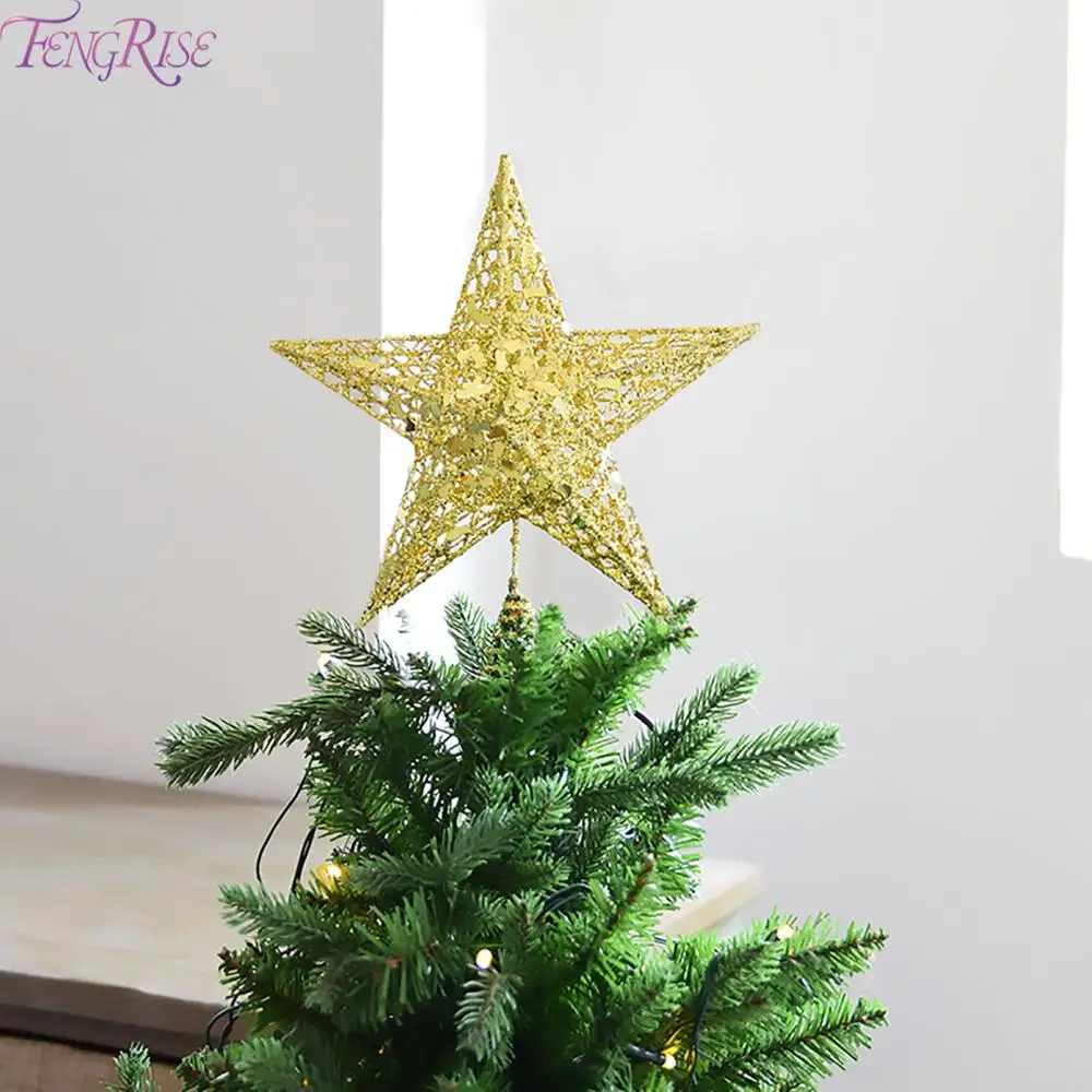

FENGRISE Gold Star Christmas Tree Decoration Tree Topper Ornament Christmas Decoration For Home 2019 Navidad Crafts New Year