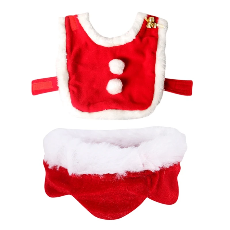 Рождественский костюм для домашних животных, накидка для кошек, плюшевая кружевная накидка Санта-Клауса с шапочкой, красный шарф
