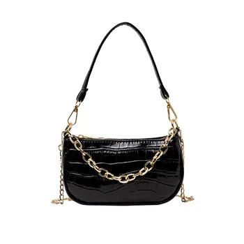 

New style armpit female bag Korean version of the retro crocodile pattern small bag portable chain bag solid color shoulder bag