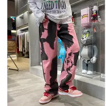 

Autumn Tie-dye Jeans Men's Fashion Printing Casual Baggy Straight Jeans Men Streetwear Loose Hip-hop Denim Trousers Mens S-2XL