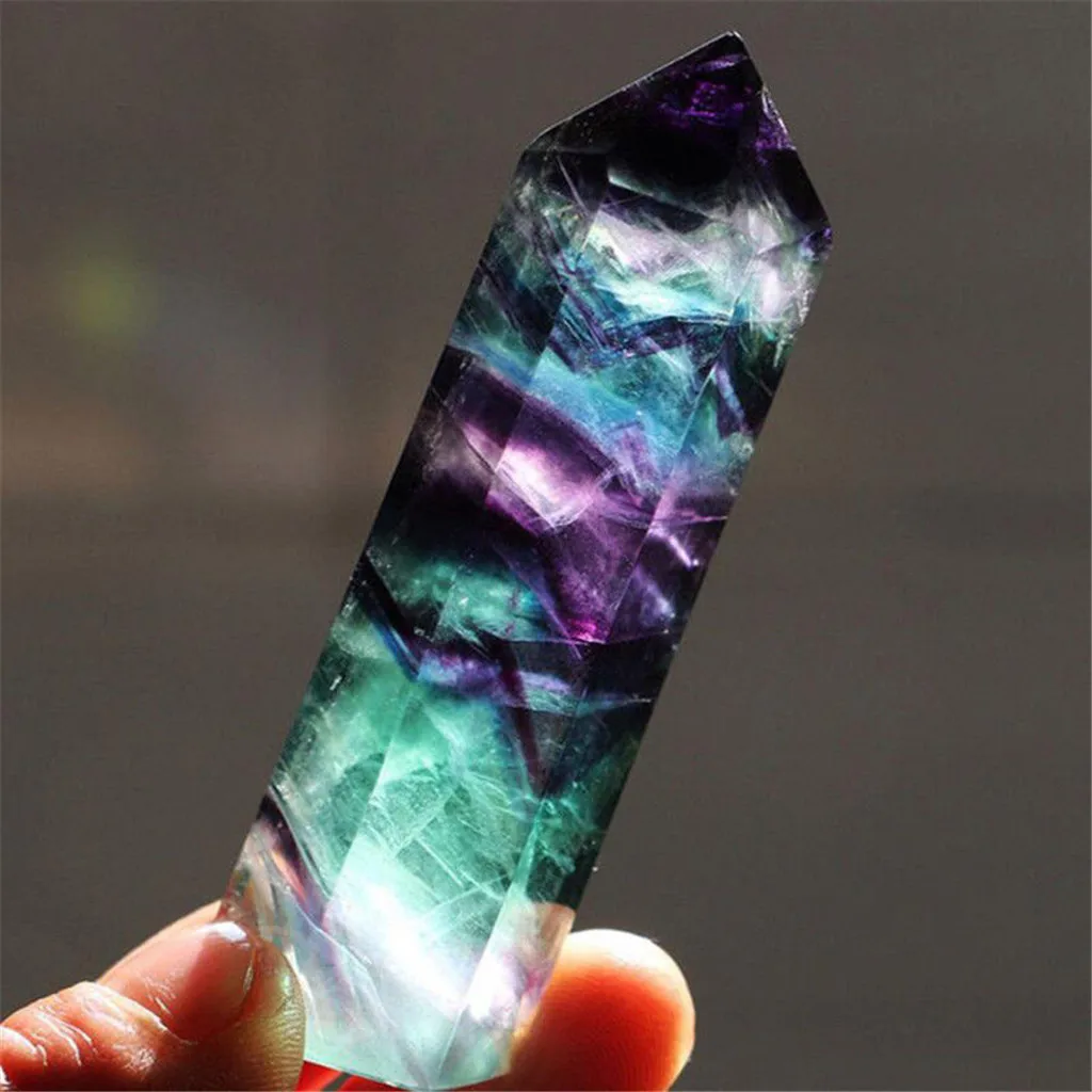 Природный Флюорит Кристалл Красочный Полосатый флюорит 4-6,5 см кварцевый хрустальный камень точка заживление шестиугольная палочка обработки камень 2