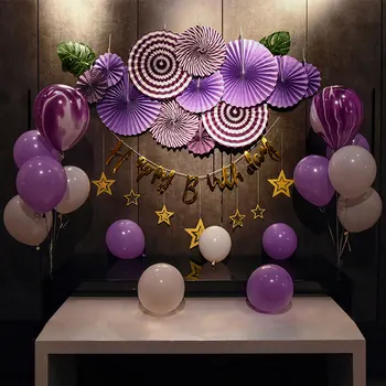 

NEW Birthday Party Scene Layout Balloon Set Flag Garlands Fan Paper Ball Tissue Pom Poms Flower Balloons for Home Hotel Decor