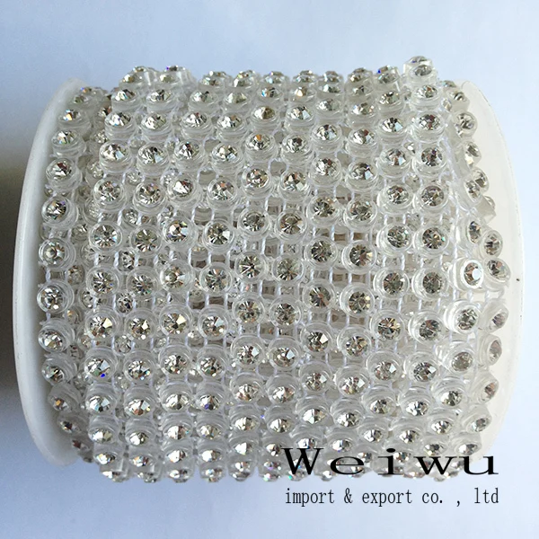 16ss 10 Yards 1 Rows Transparent Base Sewing Clear Crystal Rhinestone Mesh Trimming