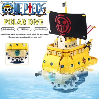 

1214pcs SY6295 One Piece Sunshine Boat Polar Diving Yellow Multi-layer Sailboat DIY Figures Building Block Children Toys