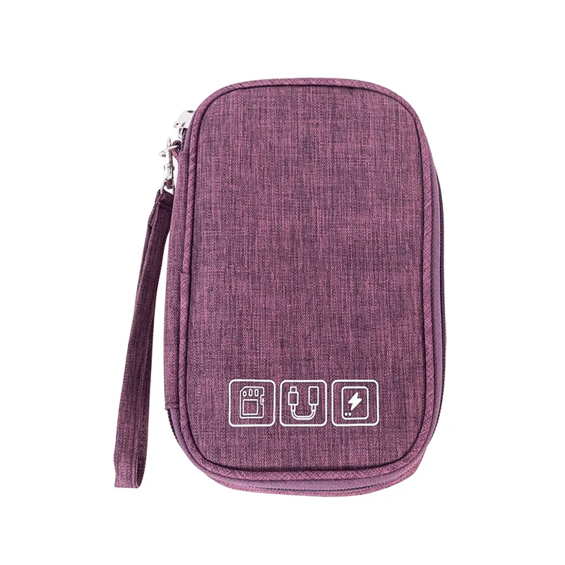 Purple Многофункциональный кабель для передачи данных, зарядное устройство, органайзер, сумка, зарядка, сокровище, наушники, Электронный двойной слой, отделка, аксессуары, сумки - Цвет: Purple
