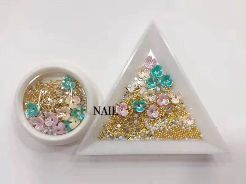 Nail art shell цветок ювелирные изделия опал японский жемчуг заклепки алмаз 3D ногтей художественные талисманы, ракушка цветы, ювелирные изделия из сплава, стразы - Цвет: 2