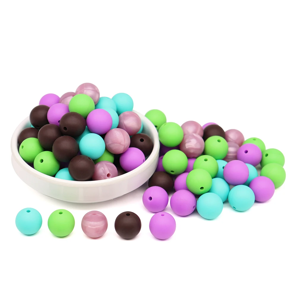

9mm Colorful Silicone Beads 30pices Round Teething BPA Free Beads Infant Chewing Pacifier Pandent Jewelry Chain Accessories
