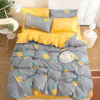 

HOT sale Bedding Sets Pineapple Duvet Cover3/4pcs Cartoon new fashion Bed sheets Single Twin Full Queen Sizes 20207