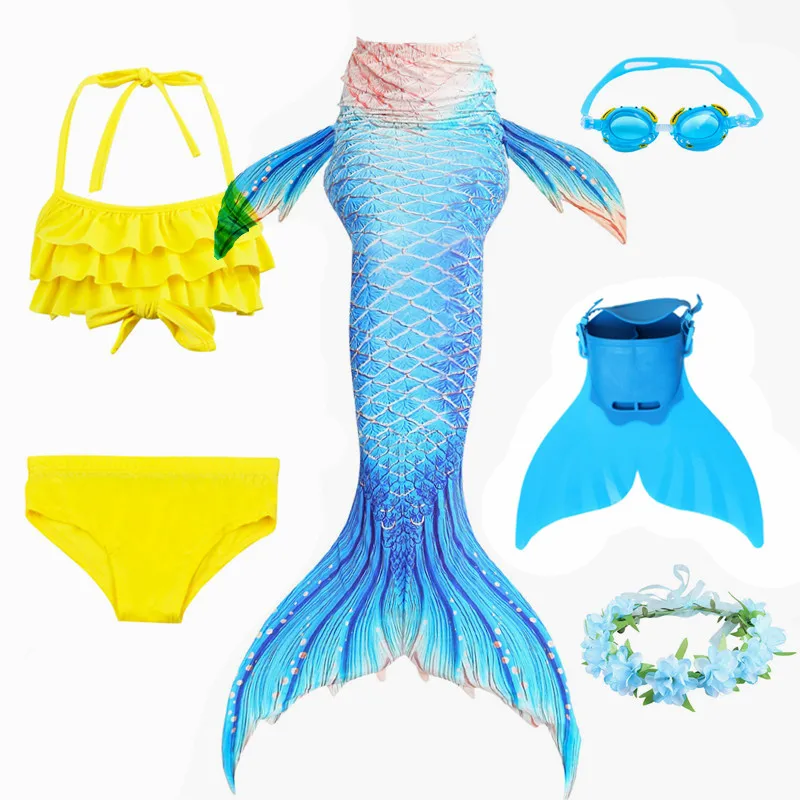 

2019 NEW Kids Mermaid Tail Swimsuit With Flipper Monofin For Swim Girls Bathing Suit Dress for Kids Swimwear Summer Costume