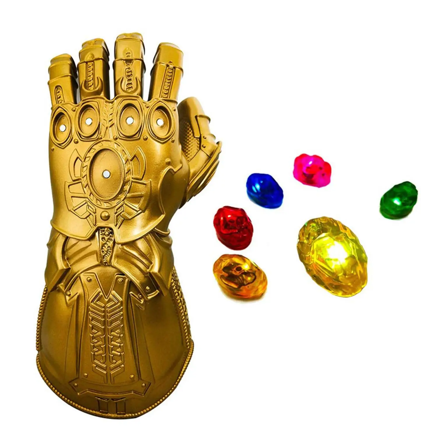 

Yacn Infinity Gauntlet Thanos Glove Costumes Adult PVC with 6 LED Magnetic Infinity Stones Weapons Armor Gloves Cosplay Props