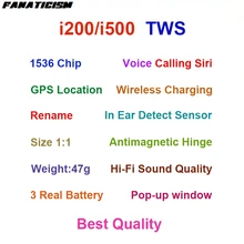 10 шт. i500 i200 tws 1536 чип Bluetooth 5 Наушники с gps местоположением Беспроводная зарядная гарнитура наушники 1:1 голосовые звонки Siri