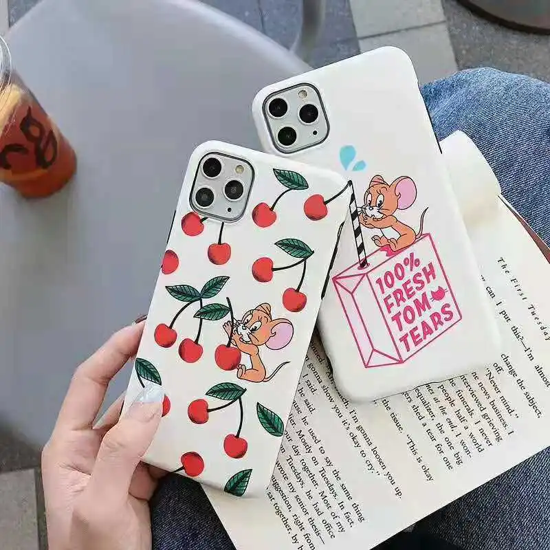 Cute Cherry Jerry Mouse Scrub soft Silicone case for iphone 11 Pro Max XS XR X 6 6s 7 8 Plus Funny Fresh Milk Phone back cover |