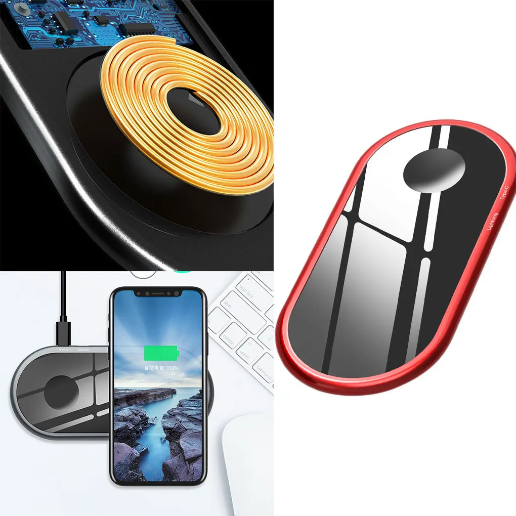 

Dual Coil Mobile Phone Smart Watch Wireless Charger Cellphone Wireless Charging Pad Dual Interface