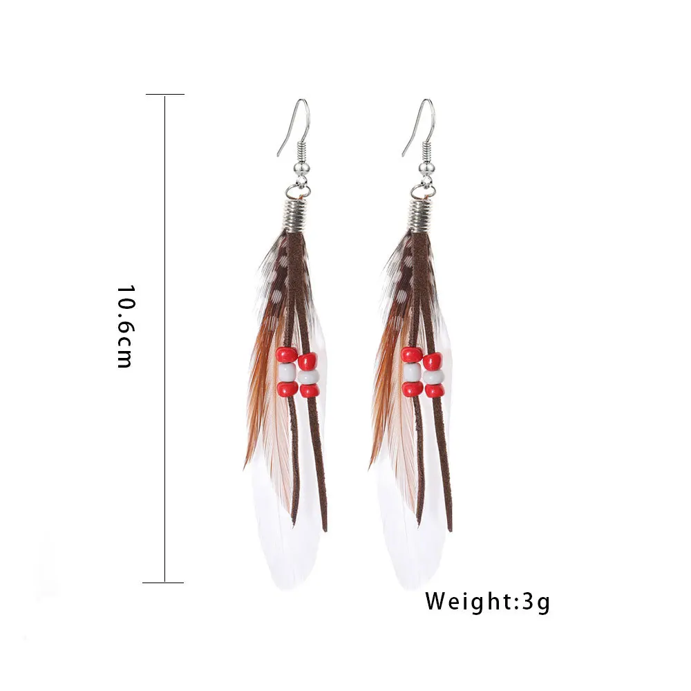 Beads Peacock Feather Stud Earrings Ethnic Women Bohemian Fairy Accessories Leaf Vintage Charms Jewelry Making